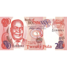 P21a Botswana - 20 Pula Year ND (1999)