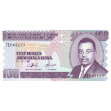 P37b Burundi - 100 Francs Year 1997