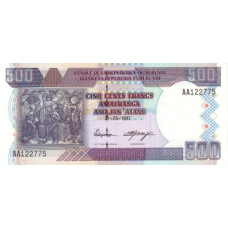 P38a Burundi - 500 Francs Year 1997