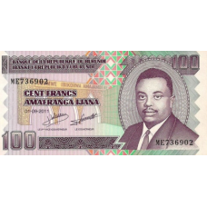 P44b Burundi - 100 Francs Year 2011