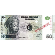 P84S Congo (Democratic Republic) -50 Franc Year 1997 (SPECIMEN)