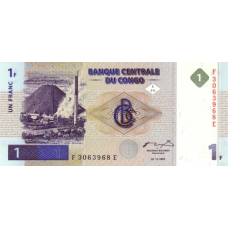 P 85a Congo (Democratic Republic) - 1 Franc Year 1997