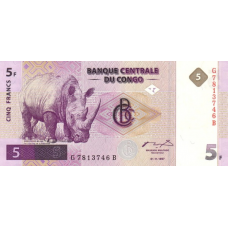 P 86a Congo (Democratic Republic) - 5 Franc Year 1997 (NBBPW Printer)
