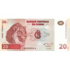 (465) Congo Dem. Rep. P88 - 20 francs Year 1997