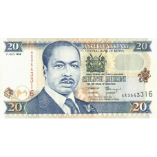 P35c Kenya - 20 Shillings Year 1998