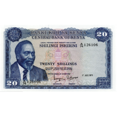 P 8d Kenya - 20 Shillings Year 1973