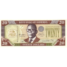 P23a Liberia - 20 Dollars Year 1999