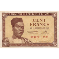 P2 Mali - 100 Francs Year 1960 (Condition: Unc -)