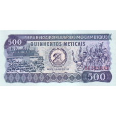P127 Mozambique - 500 Meticals Year 1980