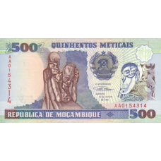 P134 Mozambique - 500 Meticals Year 1991
