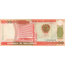 P139 Mozambique - 100.000 Meticals Year 1993