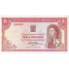 P28d Rhodesia - 1 Pound Year 1968 (Condition Unc-/-)