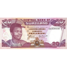 P25a Swaziland (Eswatini) - 20 Emalangeni Year ND (1995)