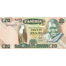 P27d Zambia - 20 Kwacha Year ND (1980-1988)