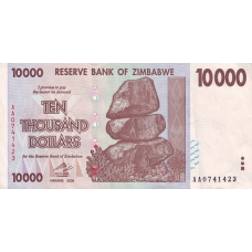(383) Zimbabwe P72 - 10.000 Dollars Year 2008 (VERY RARE NOTE !!!!!!!)
